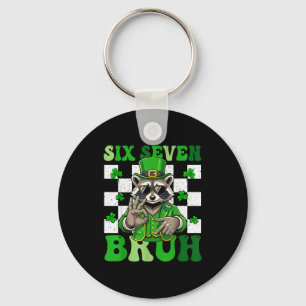 Funny six seven bruh racoon st patricks day 67 key ring
