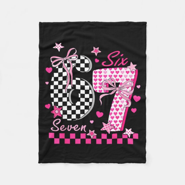 Funny Six Seven Coquette 6 7 Meme Men Women Valent Fleece Blanket (Front)