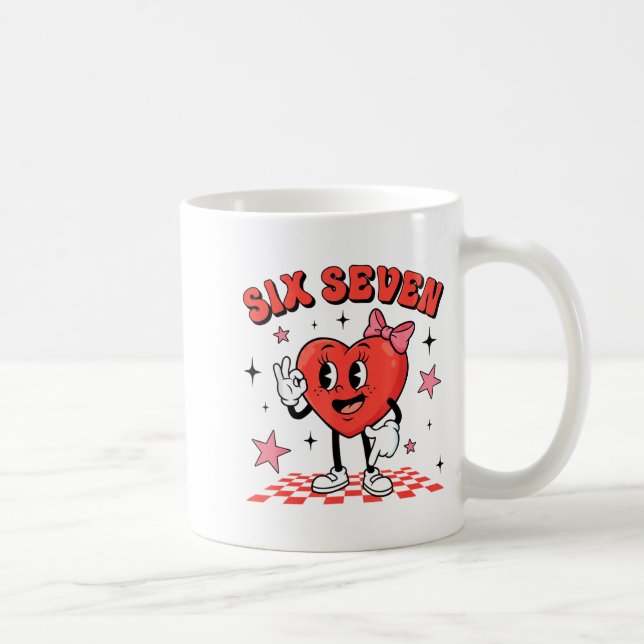 Funny Six Seven Cute Heart 67 Meme Valentine Kids  Coffee Mug (Right)