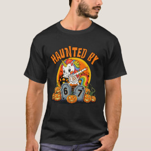 Funny Six Seven Dabbing Unicorn Halloween 67 Haunt T-Shirt