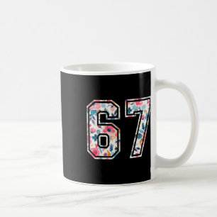 Funny Six Seven Floral 67 Meme Gen Alpha Slang 6 7 Coffee Mug