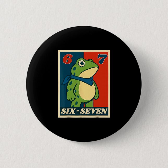 Funny Six Seven Frog 6 7 Meme Gen Alpha Slang Meme Cm Round Badge (Front)