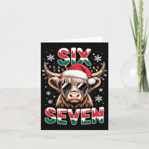Funny Six Seven Highland Cow Christmas 67 Cool Xma Card