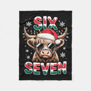 Funny Six Seven Highland Cow Christmas 67 Cool Xma Fleece Blanket