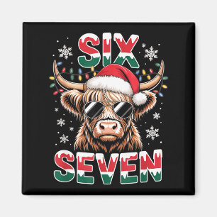Funny Six Seven Highland Cow Christmas 67 Cool Xma Magnet