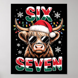 Funny Six Seven Highland Cow Christmas 67 Cool Xma Poster