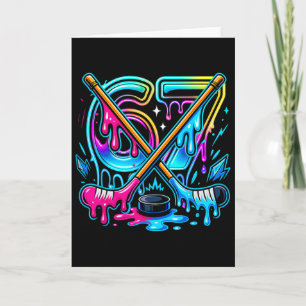 Funny Six Seven Ice Cream Drip Ice Hockey Card