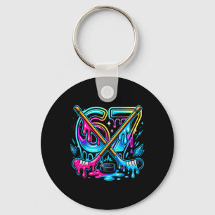 Funny Six Seven Ice Cream Drip Ice Hockey Key Ring