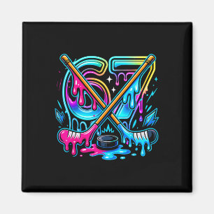 Funny Six Seven Ice Cream Drip Ice Hockey Magnet