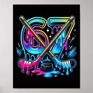 Funny Six Seven Ice Cream Drip Ice Hockey Poster