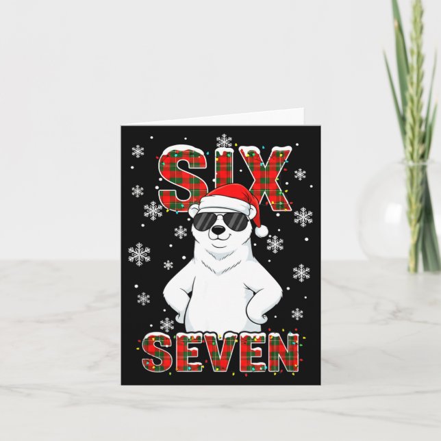 Funny Six Seven Lar Bear Christmas 67 Santa Hat Wi Card (Front)