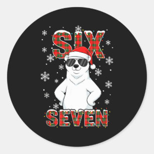 Funny Six Seven Lar Bear Christmas 67 Santa Hat Wi Classic Round Sticker
