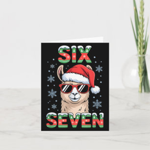Funny Six Seven Llama Christmas 67 Santa Hat Alpac Card