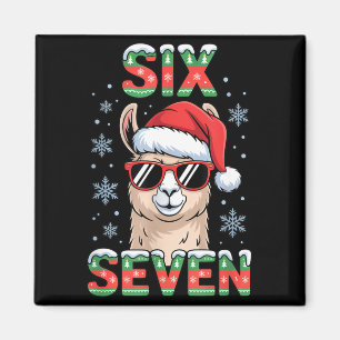 Funny Six Seven Llama Christmas 67 Santa Hat Alpac Magnet
