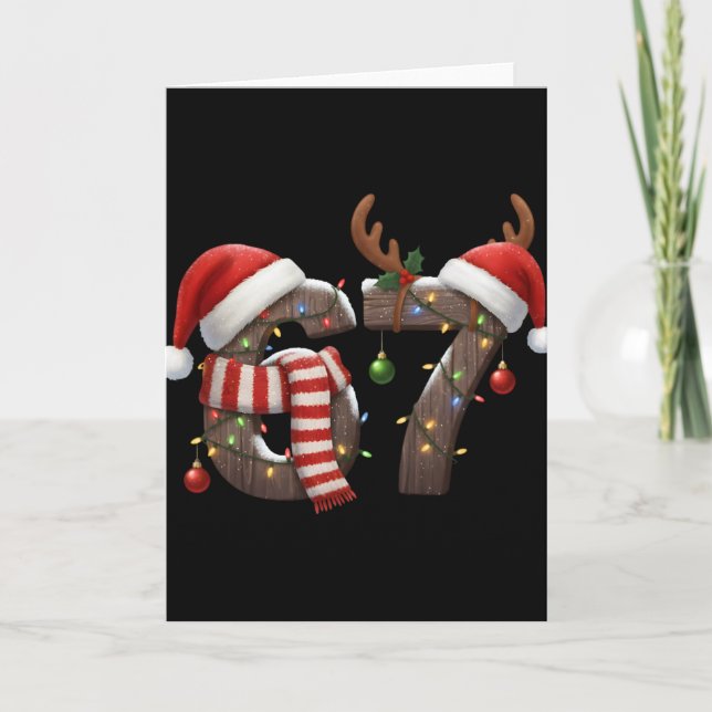 Funny Six Seven Meme 6-7 Xmas 67 Christmas Lights  Card (Front)