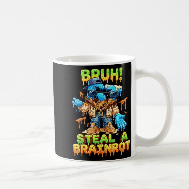 Funny Six Seven Meme - Bruh Steal A Brainrot - Fun Coffee Mug (Right)