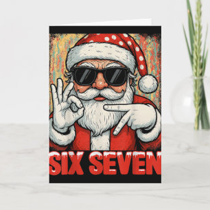 Funny Six Seven Meme Christmas Cool Santa Saying 6 Card