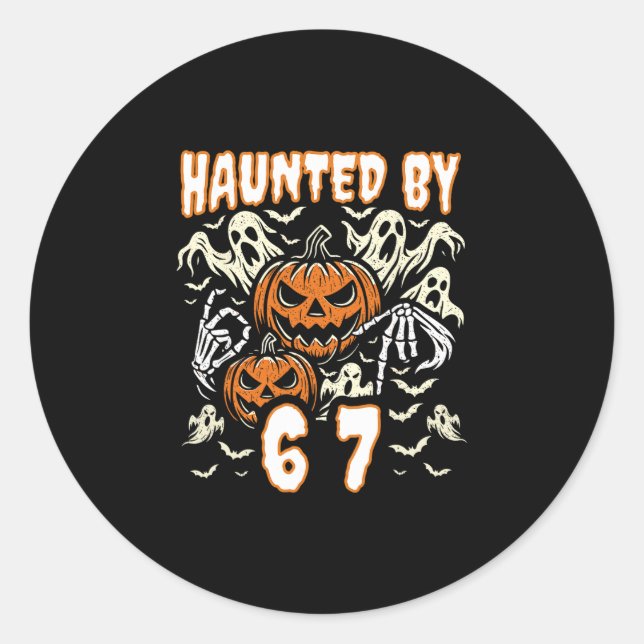 Funny Six Seven Meme Gen Alpha Haunted  Classic Round Sticker (Front)