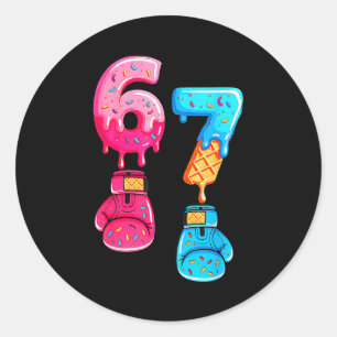 Funny Six Seven Meme Ice Cream Drip 67 Boxing Classic Round Sticker