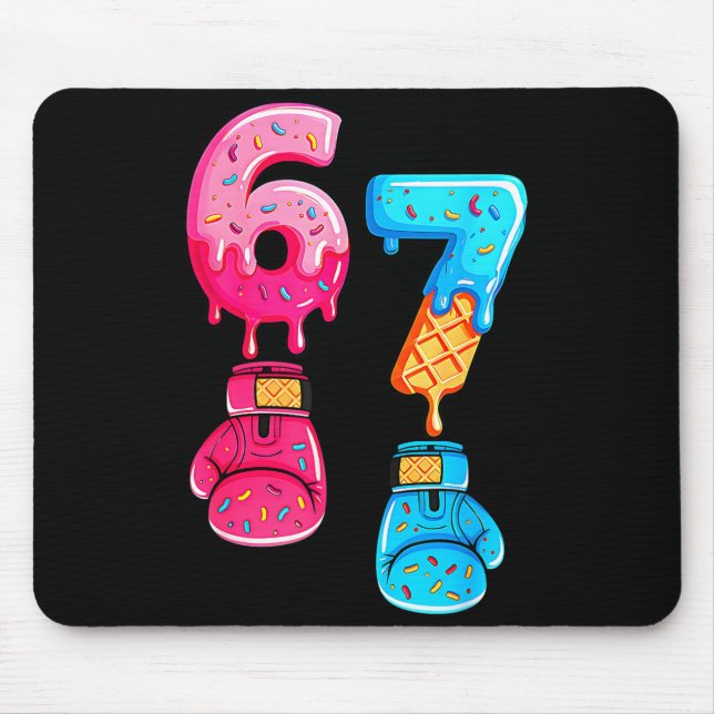 Funny Six Seven Meme Ice Cream Drip 67 Boxing  Mouse Pad (Front)