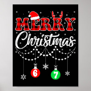 Funny Six Seven Merry Christmas Pajamas Red Plaid Poster