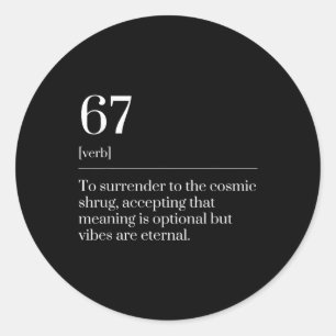 Funny Six Seven Number 67 Meme Dictionary Definiti Classic Round Sticker