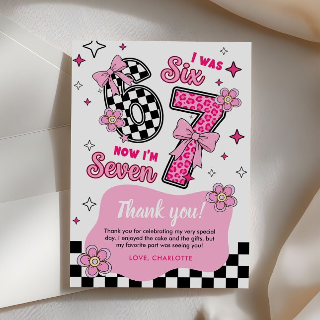 Funny Six Seven Party 67 Girl Birthday Thank You Card (Creator Uploaded)