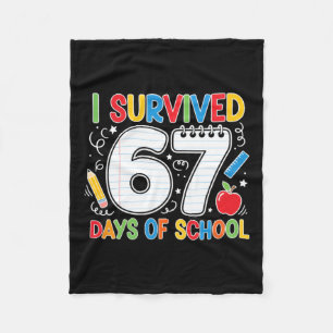 Funny Six Seven School Meme Survived 67 Days Joke Fleece Blanket