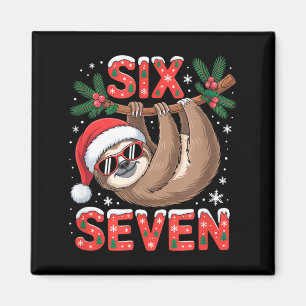 Funny Six Seven Sloth Christmas 67 Santa Hat Lazy Magnet