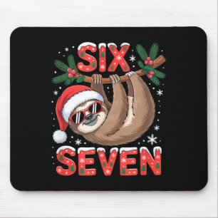 Funny Six Seven Sloth Christmas 67 Santa Hat Lazy Mouse Pad