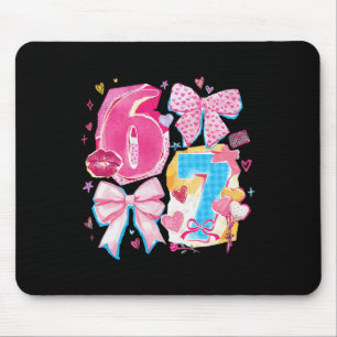 Funny Six Seven Valentine Coquette Bow Preppy Hear Mouse Pad