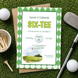 Funny Six-tee Golf 60th Birthday  Invitation