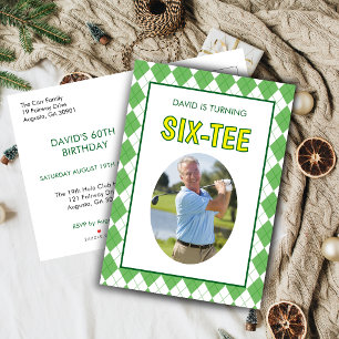 Funny Six-tee Golf 60th Birthday Invitation Postcard