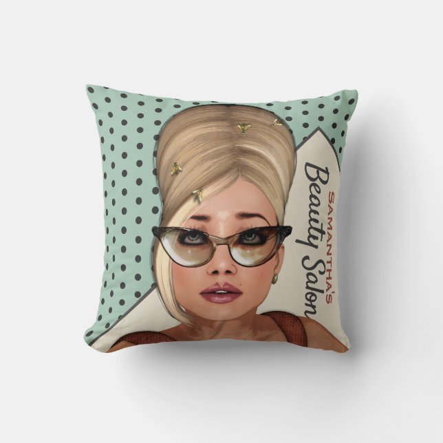 Funny Sixties Retro Beehive Hair Salon Cushion (Front)