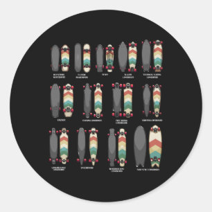 Funny Skateboard Art For Teens Boys Girls Skateboa Classic Round Sticker