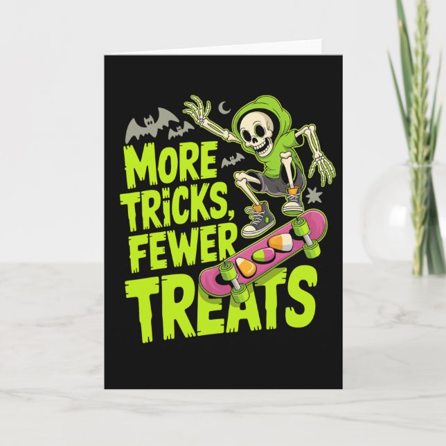 Funny Skateboard Halloween Skeleton Ghost Spooky S Card (Front)