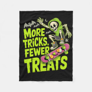 Funny Skateboard Halloween Skeleton Ghost Spooky S Fleece Blanket