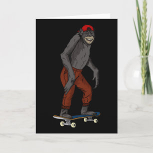 Funny Skateboard Monkey Gift Idea 4 Skate And Half Card