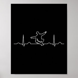 Funny Skateboarder Heartbeat Apparel Poster