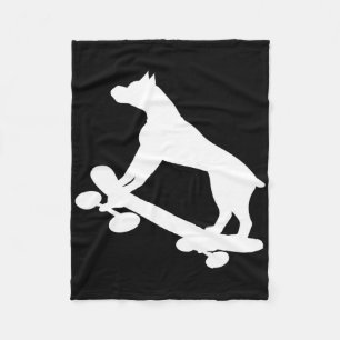Funny Skateboarding Boxer Dog Skateboard Skater  Fleece Blanket