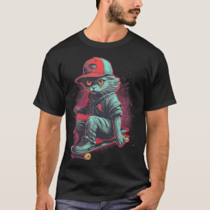 Funny Skateboarding Cat Player Women Men Kids   10 T-Shirt