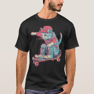 Funny Skateboarding Cat Player Women Men Kids   11 T-Shirt
