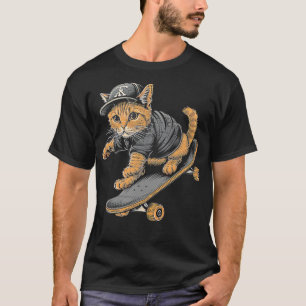Funny Skateboarding Cat Player Women Men Kids 1 T-Shirt