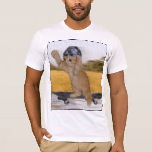 Funny Skateboarding Cat tee