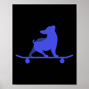 Funny Skateboarding Dog French Bulldog Lover Men W Poster