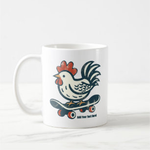 Funny Skateboarding Farm Chicken Personalised  Coffee Mug