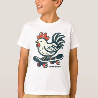 Funny Skateboarding Farm Chicken Personalised T-Shirt