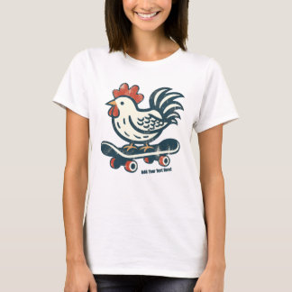 Funny Skateboarding Farm Chicken Personalised T-Shirt