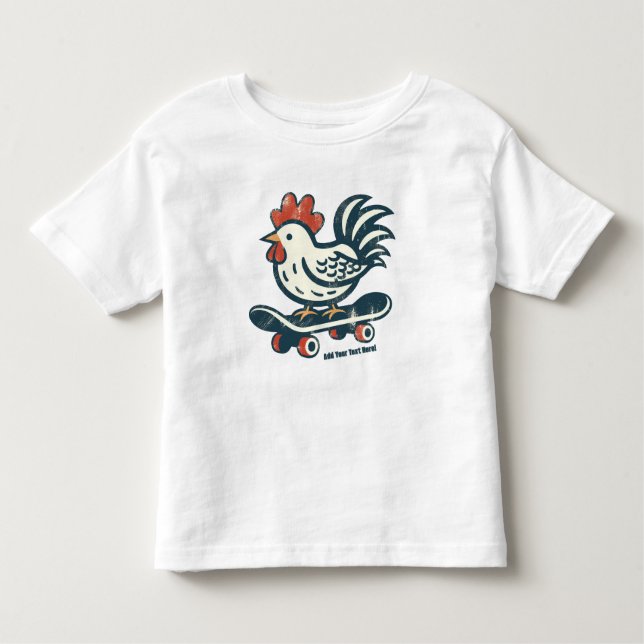 Funny Skateboarding Farm Chicken Personalised  Toddler T-Shirt (Front)
