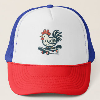 Funny Skateboarding Farm Chicken Personalised Trucker Hat
